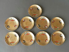 assiettes en porcelaine du Japon Satsuma Kutani joli décor or ajouré signature 