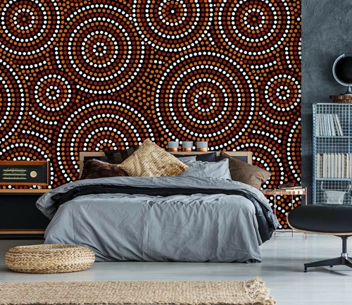 Papier peint marron rond - peint,