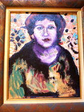 tableau huile / toile 41x33  Mère 'Artiste DELTRIEU DLG Renoir + Cadre ARTMAJEUR