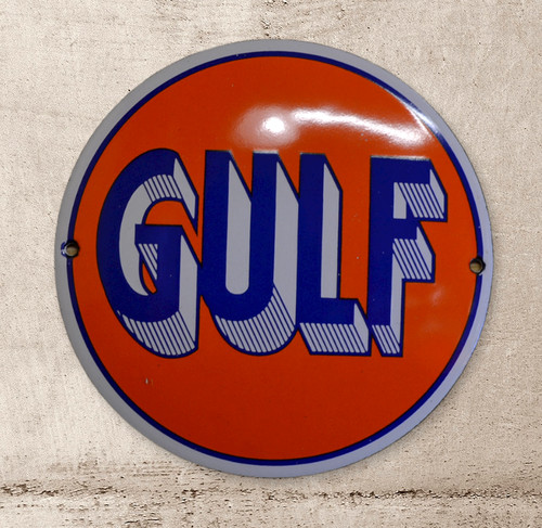 Plaque émaillée gulf - émaillée,