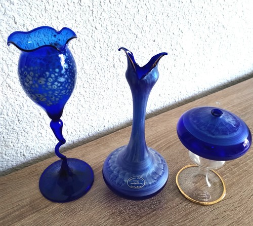 Lot verreries art - lot, bleu