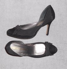 FLORENCE KOOÏJMAN escarpins cuir daim & satin noir P 38 ½  TBE