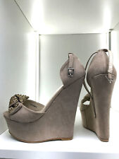 16cm 38 Sexy suede nude beige fetish sky wedge sandals high heels 5cm platform