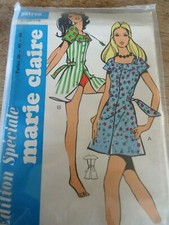 ANCIEN PATRON MARIE CLAIRE ROBE DECOLLETE CARRE  ANNEE 70 POP  T 36 AU 44