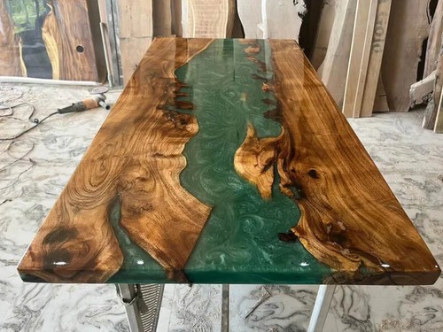 Green epoxy table - green, top