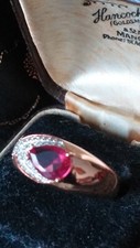 Bague vintage années 1990 en or laminé 14 ct rubis taille UK 0,5 US 7,75 - PO...