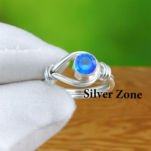 Bague topaze bleue argent - topaze,