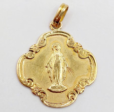 Médaille religieuse art nouveau or 18k vierge Marie (circa 1914)