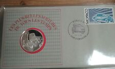 RARE livret MEDAILLES argent massif timbre enveloppe 1er jour + BELLE VOITURE AA