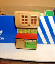 Lundby of Sweden meuble Maison de Poupée en bois cuisine intégrée avec four 1975