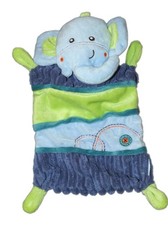 Doudou plat Elephant bleu vert