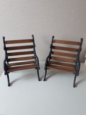 Petit banc déco bois & fonte – style 19ᵉ siècle – vintage miniature 21 cm