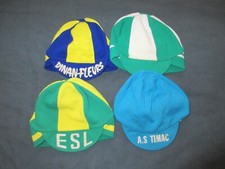 Lot 4 Casquette bonnet cycliste hiver cap années 70 vintage TIMAC DINAN FLEURS