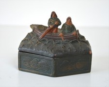 Ancienne Boîte en terre cuite souvenir de bord de mer Dieppe isle adam