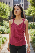 Top rouge satiné Karen Millen T 12 ou 40/42