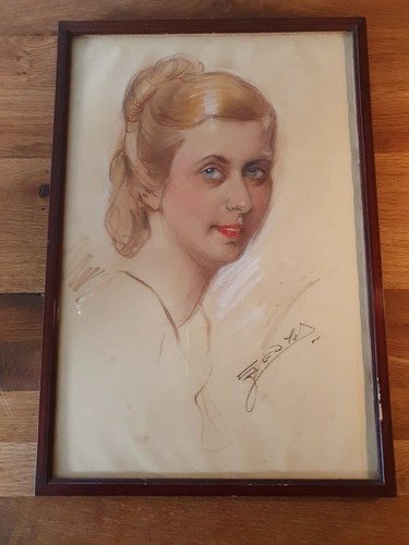 Tableau pastel femme art - de,