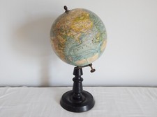 ANCIEN GLOBE TERESTRE Mappemonde J.FOREST en CARTON avec Pied en BOIS