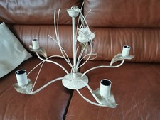 Lustre en métal feuilles blanc doré 5 branches