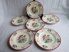 6 assiettes plates faïencerie de longwy,service "marseille"