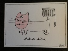 CP ILLUSTREE VIERGE HUMOUR JEU DE MOTS - CHAT SSE D'EAU - 5110