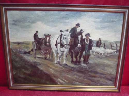 Beau ancien tableau paysan - tableau,