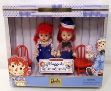 Vintage 1999 Barbie Classique Raggedy Ann & Andy 12 " Échelle Poupée Set Neuf En