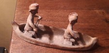 art tribal primitif pirogue piroguiers bois caoutchouc - rubber canoe craftwork