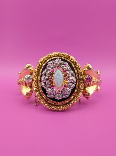 Antique 18k gold diamond opal - antique,