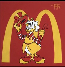 Truteau-Macdo-Street Art, Pop Art Banksy Signé Main CA Toile Sur Châssis 50x50cm