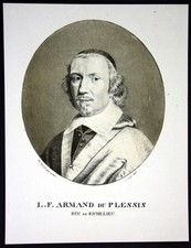 18. S.Armand Jean Du Plessis De Richelieu Cardinal Portrait Lithographie Litho