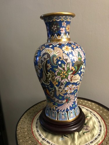 Cloisonne vase bronze emaux - bronze,