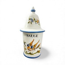 Pot À Pharmacie  -  Vieux Moustiers – “Sauge” – Décor Échassier - Vintage