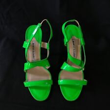 *MANOLO BLAHNIK* Sandales Stiletos Vert Fluo Cuir Verni, T.38.5
