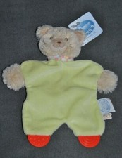 Doudou Plat Chat NOUKIES NOUKIE'S NOUKY Fidji Tifoo Vert Anneau Dentition NEUF