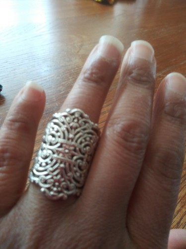 Ornate sterling ring - ornate, 7.5