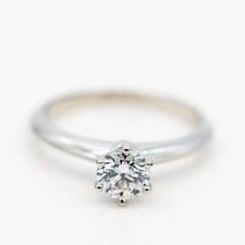 Tiffany & Co.950 Platine Solitaire 0,60ct D / Vs Gr. 50 Avec Original Papiers