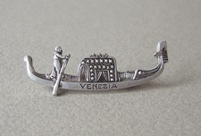 ancienne broche GONDOLE VENEZIA métal chromé vintage brooch