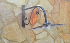 Lampe Applique Murale pour Extérieur Fer Forgé Avec Plat Blanc Et Noir