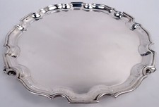 Wakely & Wheeler Salver Géorgien Piecrust Plateau Anglais Argent Sterling 1967