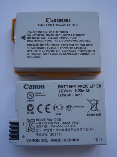 Batterie origine canon e8 - batterie, d'origine