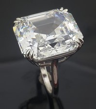 RARE BAGUE SOLITAIRE DIAMANT BLANC TRAITÉ 13,50 CT EN ARGENT 925. Certified