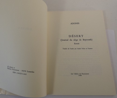 Adonis désert journal - adonis, ,