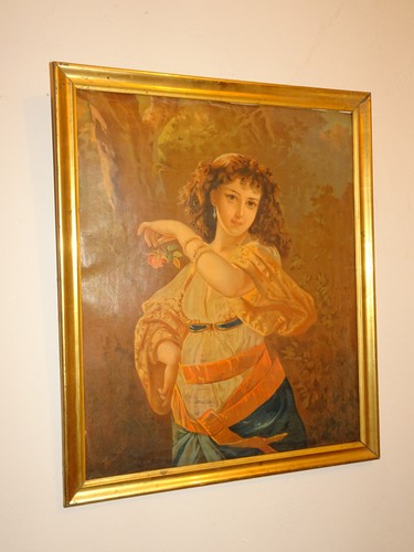 Chromo ancienne jeune fille - chromo,