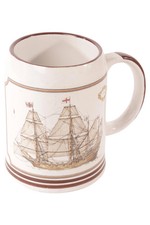 OAKSTONE Chope à Bière Céramique Beige Motif Voilier Maritime Classique