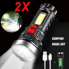 2X Lampe de Poche LED USB Rechargeable Torche Tactique