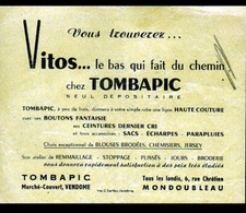 MONDOUBLEAU & VENDOME (41) SOUS-VETEMENTS VITOS & HAUTE COUTURE "TOMBAPIC" Tract