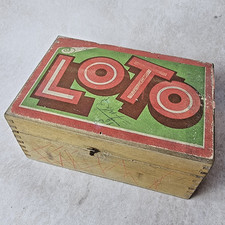 Ancien Jeu de Société Loto – Coffret en Bois avec Pions et Cartons – Collection