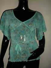 LEGERE BLOUSE FEMME ETAM TURQUOISE MOTIF TYPE OTIENTAL T:38 NOUER A LA TAILLE