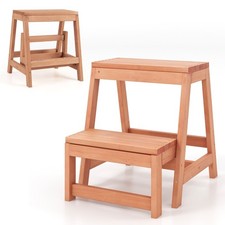 Tabouret Pliable en Bois à 2 Marches Escabeau Multifonction pour Enfants Et Adu