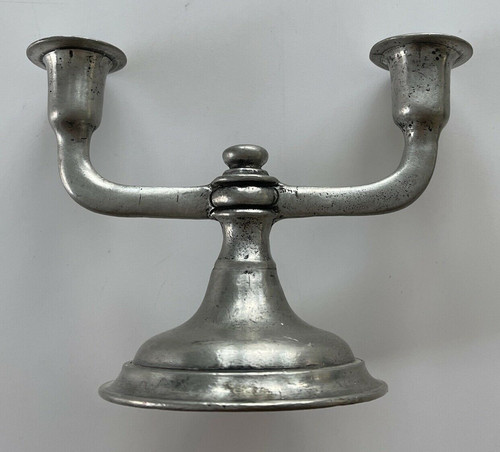 Vintage pewter double candle - pewter,